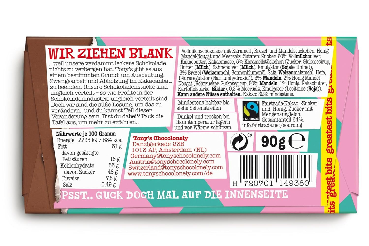 Tony's Chocolonely - Latte intero "Greatest Bits" 90g