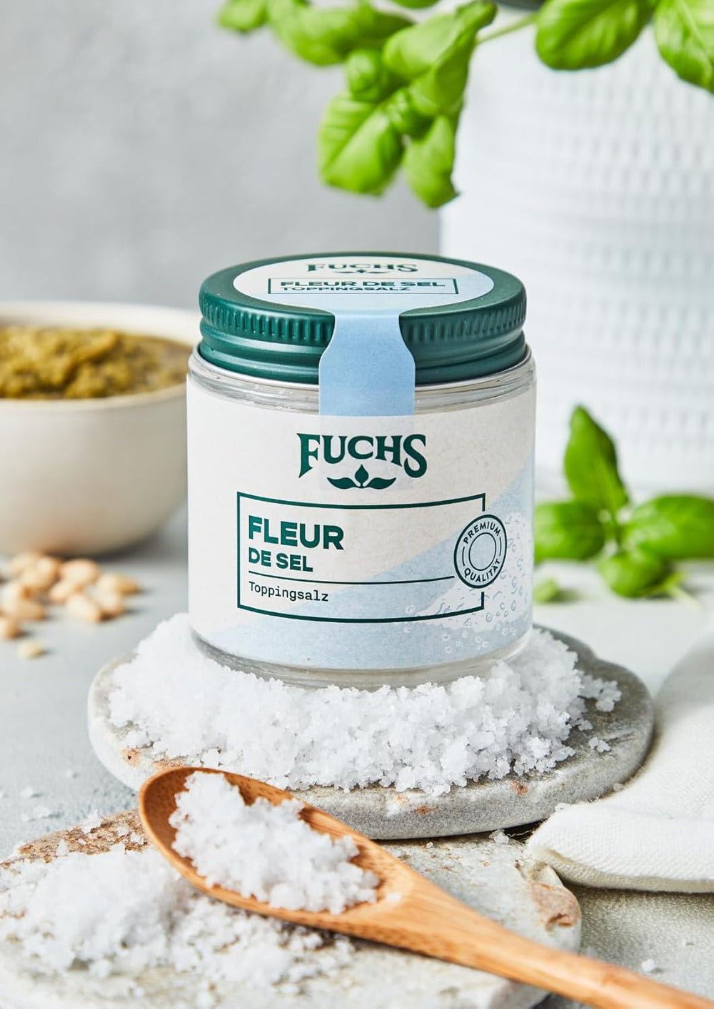 Fuchs Gewürze - Fleur de Sel | Sale Nobile da Condimento per Asparagi, Frutti di Mare e Pesce | Meersalz in qualità Premium 100 g im wiederverschließbaren Gewürzglas