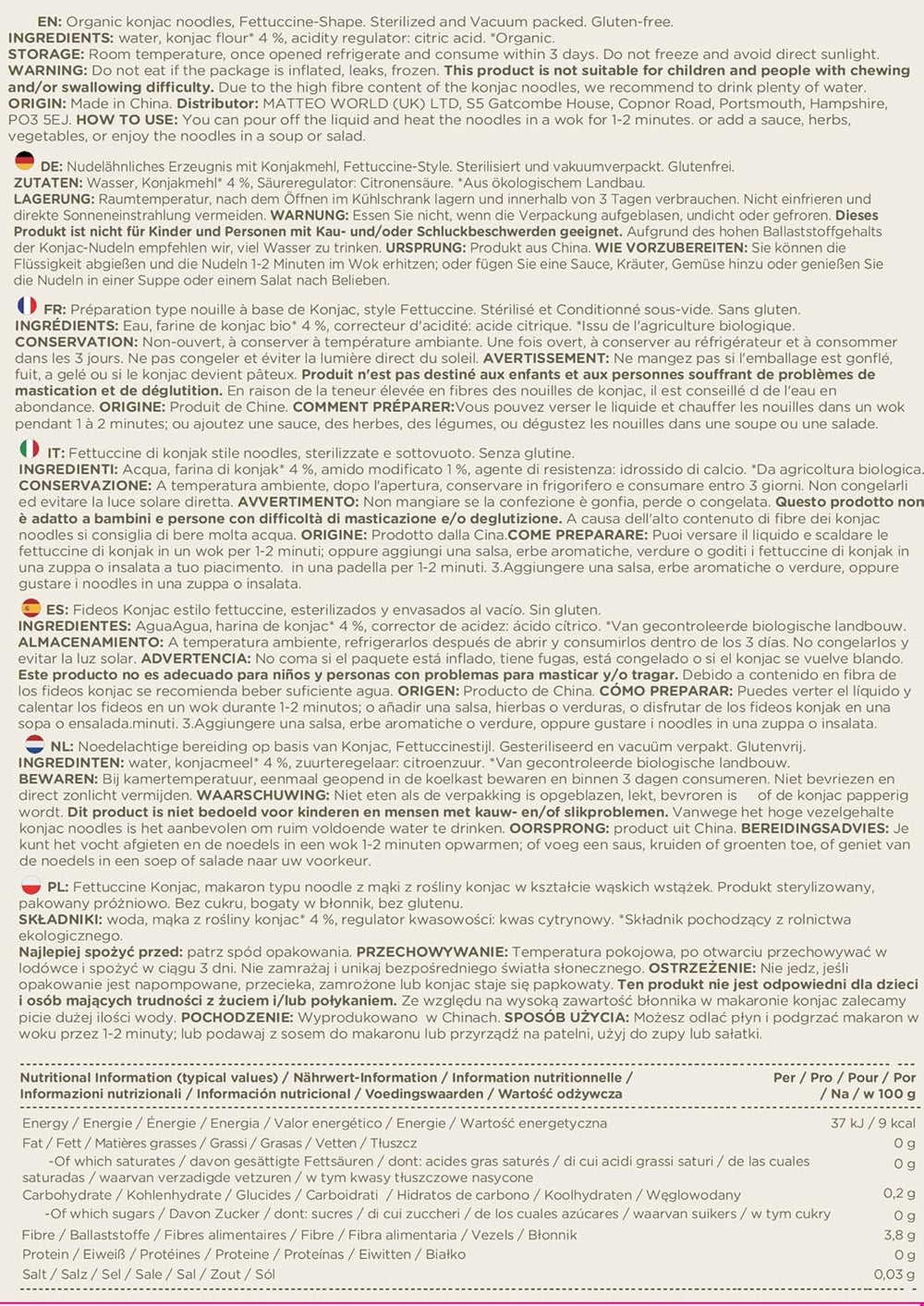 Elf-Family 6 scatole (12 pezzi) Tagliatelle Shirataki Konjac biologiche a bassissimo contenuto di carboidrati Vegane senza glutine - 1,62 kg, Tagliatelle istantanee senza carboidrati/cheto/a basso contenuto calorico/Senza grassi/senza zucchero - Spaghetti e fettuccine