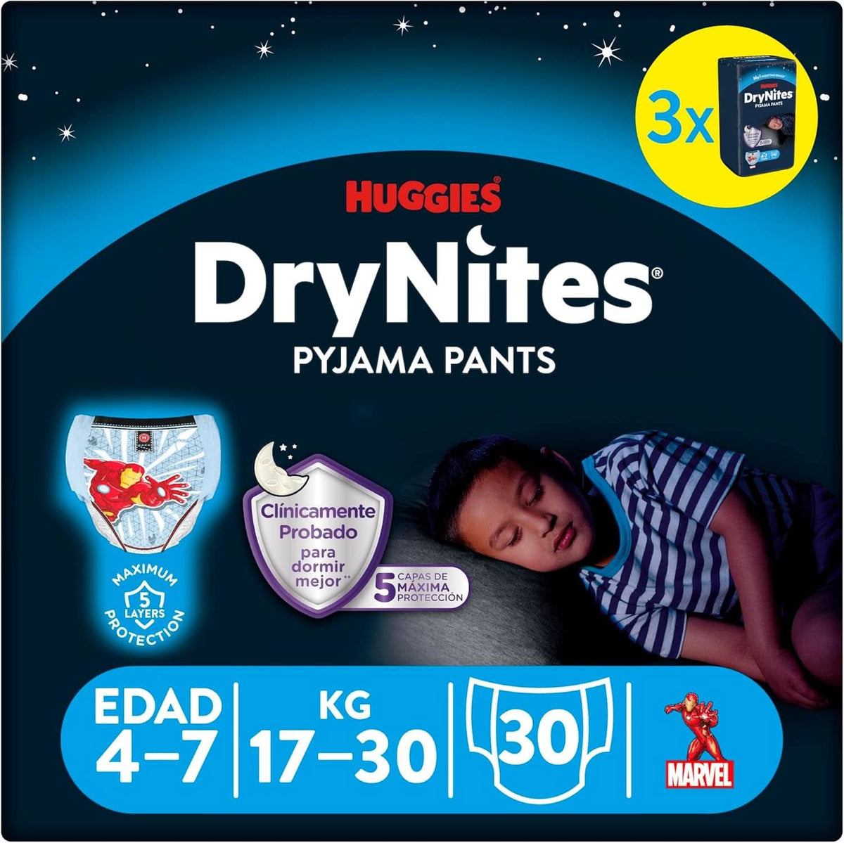 Pannolini Huggies Drynites Spiderman, 4-7 anni, 30 per confezione Mamma e bambino Naty Shop