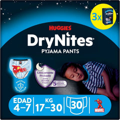 Pannolini Huggies Drynites Spiderman, 4-7 anni, 30 per confezione Mamma e bambino Naty Shop