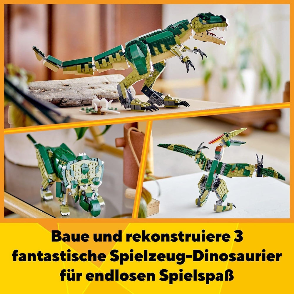 LEGO Creator T.Rex, Dino triceratopo o pterodattilo trasformabile 3-in-1, modello di dinosauro mobile per bambini, regalo per ragazzi e ragazze 31151 Set di costruzione Besuche den LEGO-Store