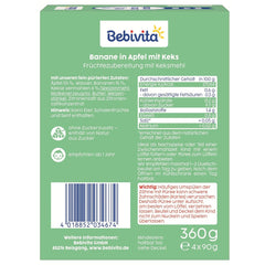 Banana in mela con involucro di biscotti - 16 pezzi (4 confezioni, 4 x 90 g ciascuna), senza zuccheri aggiunti, a base di frutta delicata e cereali integrali, ideali per snack da asporto e da viaggio