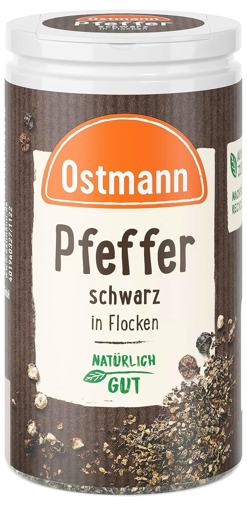 Ostmann Gewürze - Schwarze Pfefferflocken | Grober Pfeffer für intensive-schwarfen Gesmack | Mit praktischem Streuaufsatz | 25 g in Der Streudose