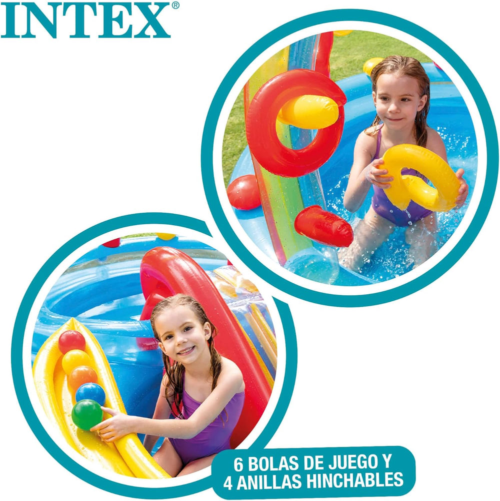Intex Rainbow Ring Play Center - Piscina fuori terra per bambini - Piscina per bambini - 297 x 193 x 135 cm - Da 3+ anni 57453NP Multicolor 297x193x135 cm