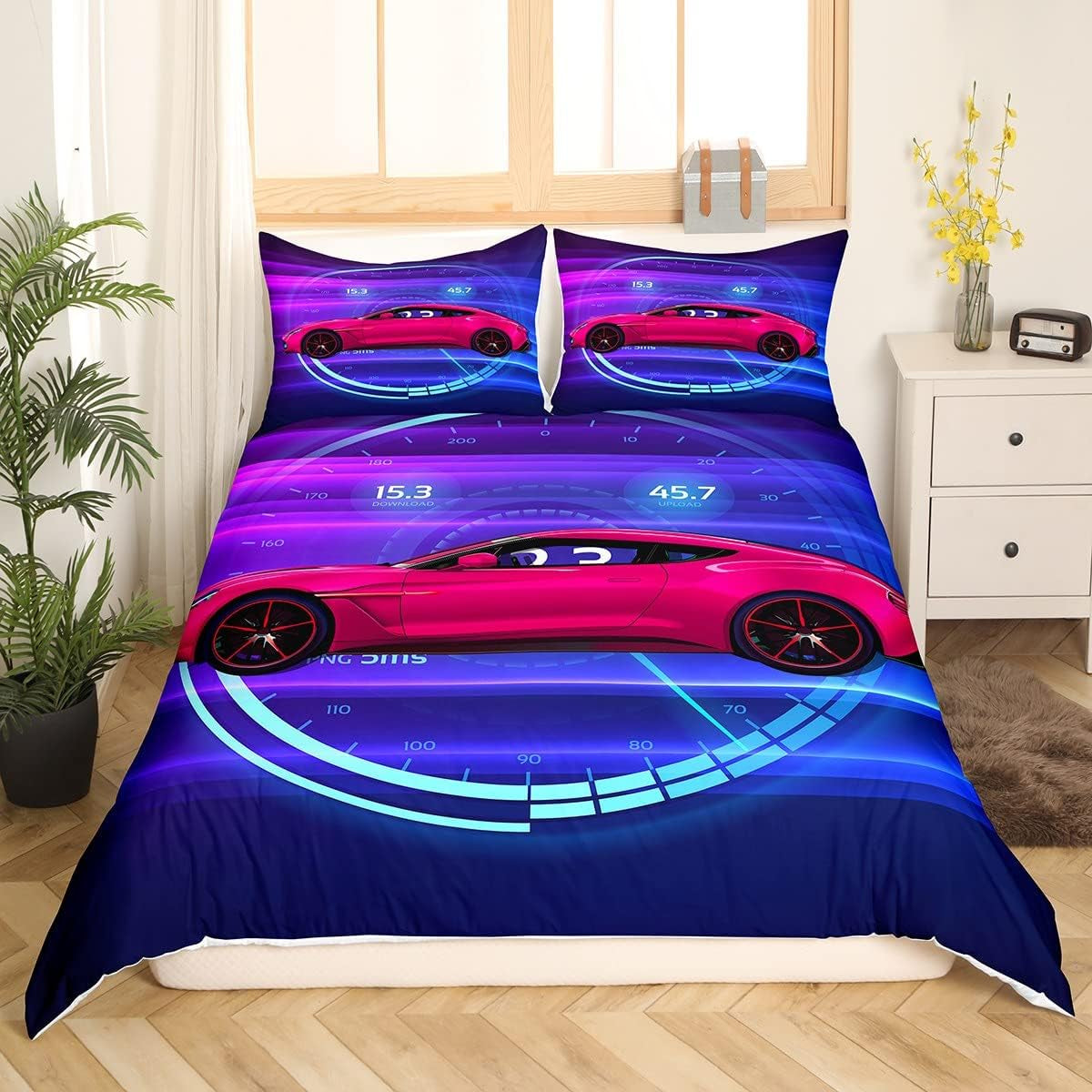 Jungen Cartoon Car Bedding Set 135X200,Kinder Bau Fahrzeuge Tröster Abdeckung Für Kind Kleinkind Teens,Dinosaurier Bettbezug,Traktor Maschinerie Bagger Bettdecke Abdeckung,Lkw Autos Bedtuffen Naty Shop Multi 8 220*240+80*80*2