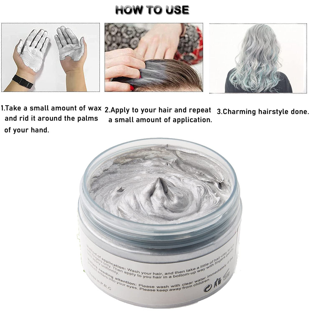 Vopsea de păr, Vopsea de păr temporară Vopsea de păr gri argintiu 4,23 uncii, Vopsea de păr temporară pentru petrecere, Cosplay și Halloween (gri argintiu) Vopsea pentru par Naty Shop