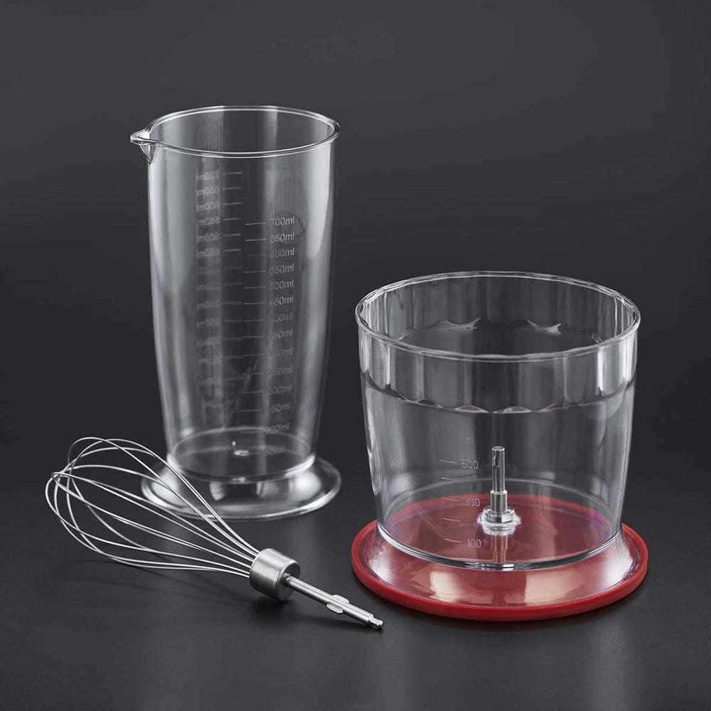 Russell Hobbs Stabmixer [3-In-1: Pürierstab/Zerkleinerer, Mixer- & Schneebesenaufsatz] Desire Rot (senza Bpa e Spülmaschinenfestes Zubehör, Für Smoothie, Suppen Saucen, Joghurt Babynahrung) 24700-56 Kitchen Naty Shop