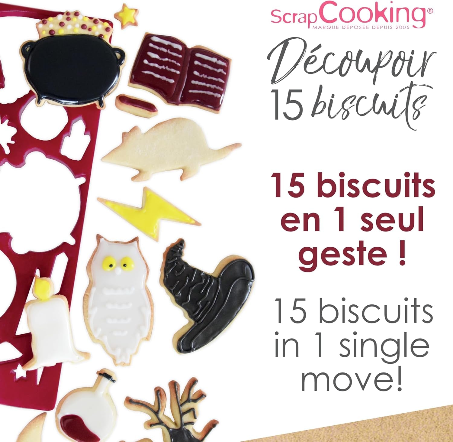 RECIPIENTE DE GĂTIT - Formă de tăiat fursecuri, Wizard – Tavă de copt cu forme pentru fursecuri, shortbread, decorațiuni 2066