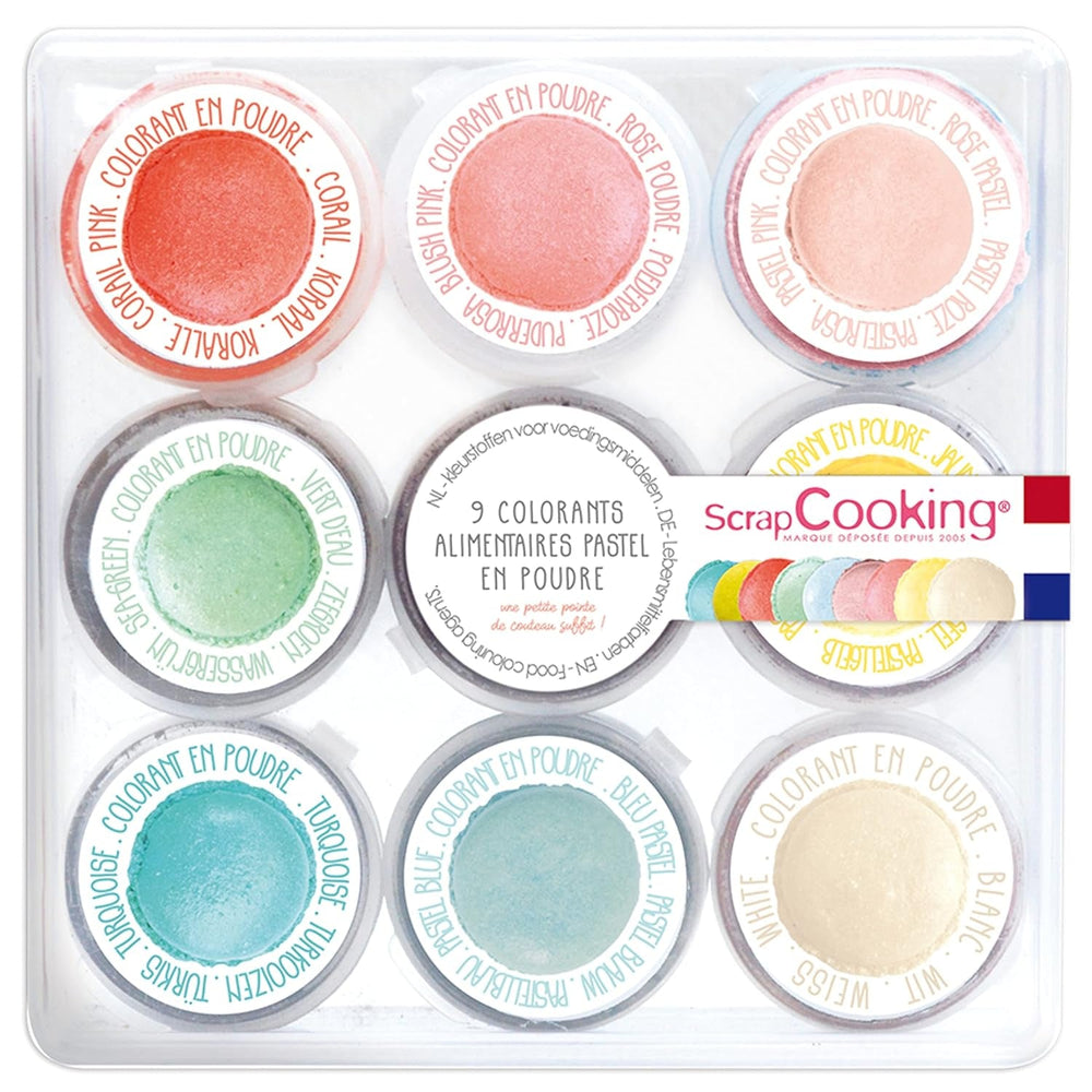 ScrapCooking - Set 9 coloranti pudra, nuante pastel, 15 grame total Naty Shop