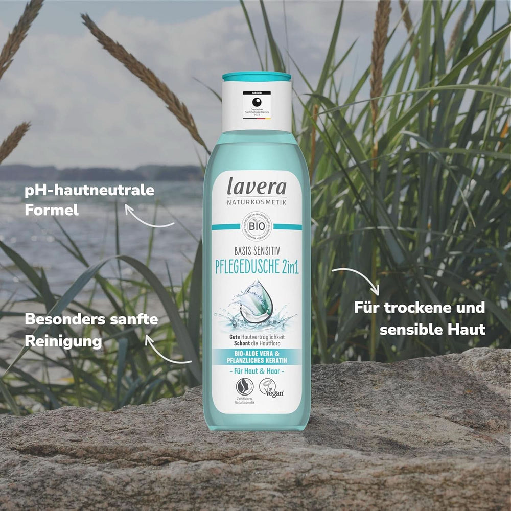 Lavera Care Basis Sensitiv 2 in 1, Shampoo e gel doccia con aloe vera biologica e cheratina vegetale, 250 ml Doccia e bagno Naty Shop