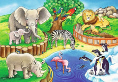 Ravensburger Puzzle pentru copii - 07602 Animale la Zoo - Puzzle pentru copii de la 3 ani, cu 2X12 piese Puzzle Naty Shop