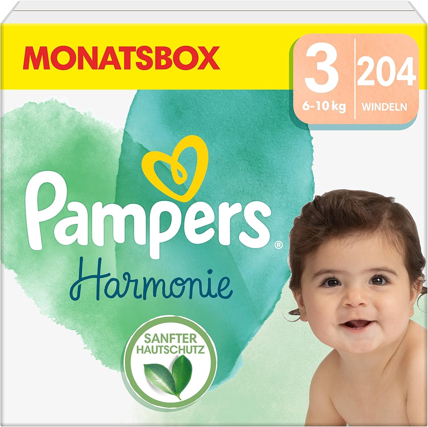 Pannolini Pampers per bambini, taglia 2 (4-8 kg), Harmony, scatola Half Moon, protezione delicata per la pelle e ingredienti a base di erbe, 240 pezzi