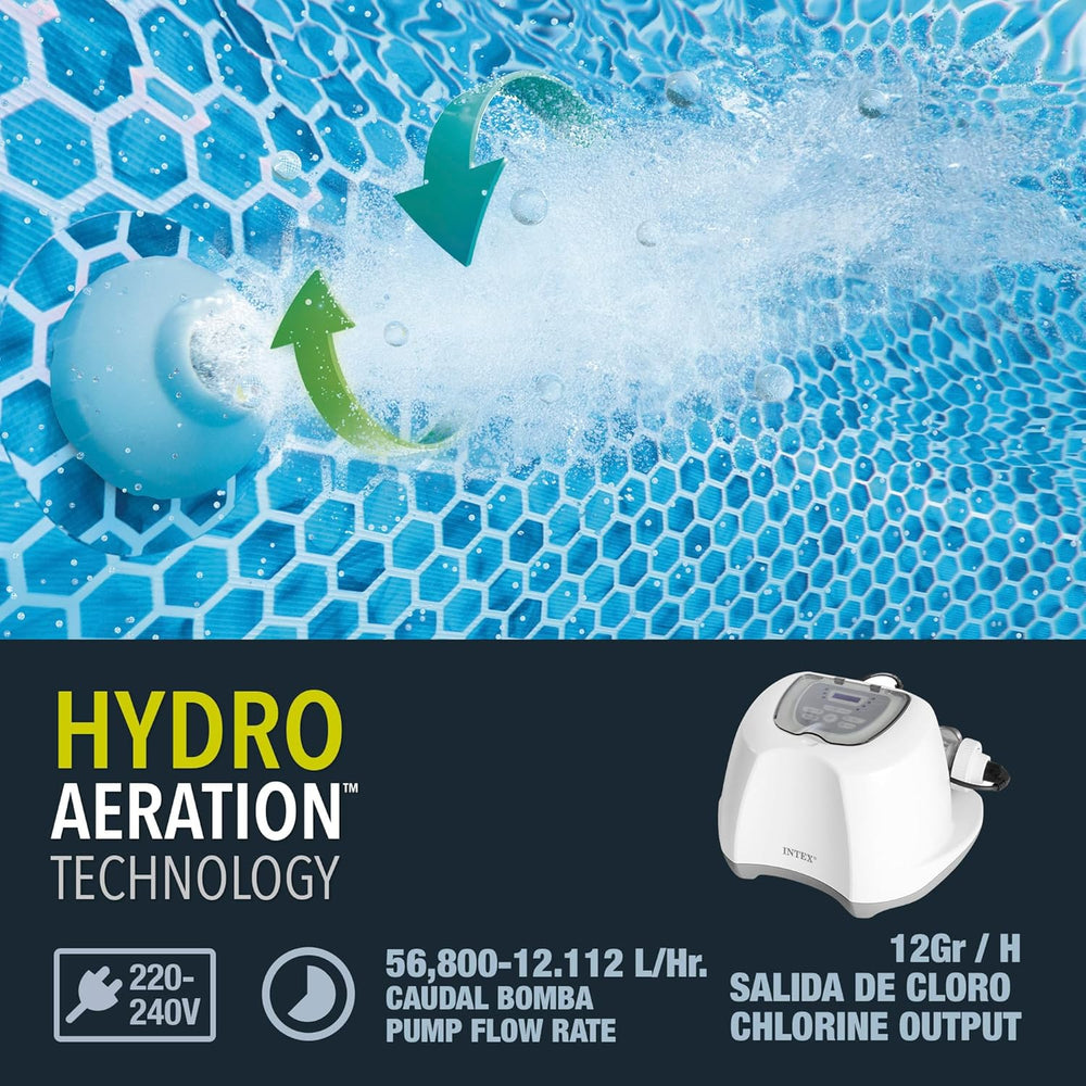 Intex 26670 Krystal Clear Sistema di filtraggio dell'acqua salata per 2650-12112 L/h Pompa filtro per piccole piscine fino a 56800 L Plastica Bianca