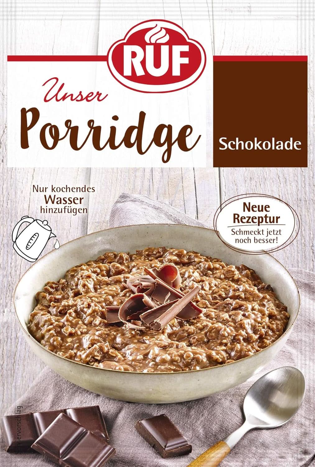 RUF Porridge Raspberry White Choc, Porridge istantaneo con pezzetti di lamponi e cioccolato bianco grattugiato, 65 grammi Cereals Naty Shop 65 grammi Cioccolato