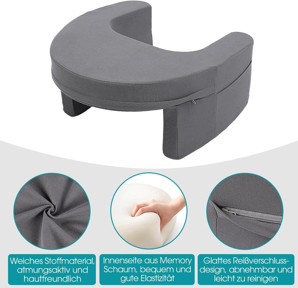 Pernă de citit pentru pat și canapea, pernă de poală pentru gaming, pernă de poală pentru laptopuri, pernă de gaming cu brațe și buzunar lateral, pentru adulți care se joacă, citesc, se uită la televizor, se joacă pe canapea