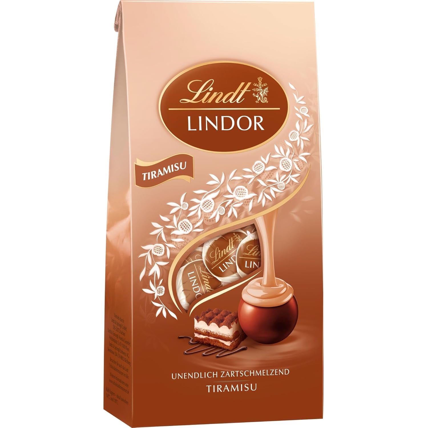 Cioccolata Lindt | Borsa tiramisù LINDOR | 137g| 11 palline di cioccolato al latte con ripieno di tiramisù che si scioglie in bocca | Dono di cioccolato