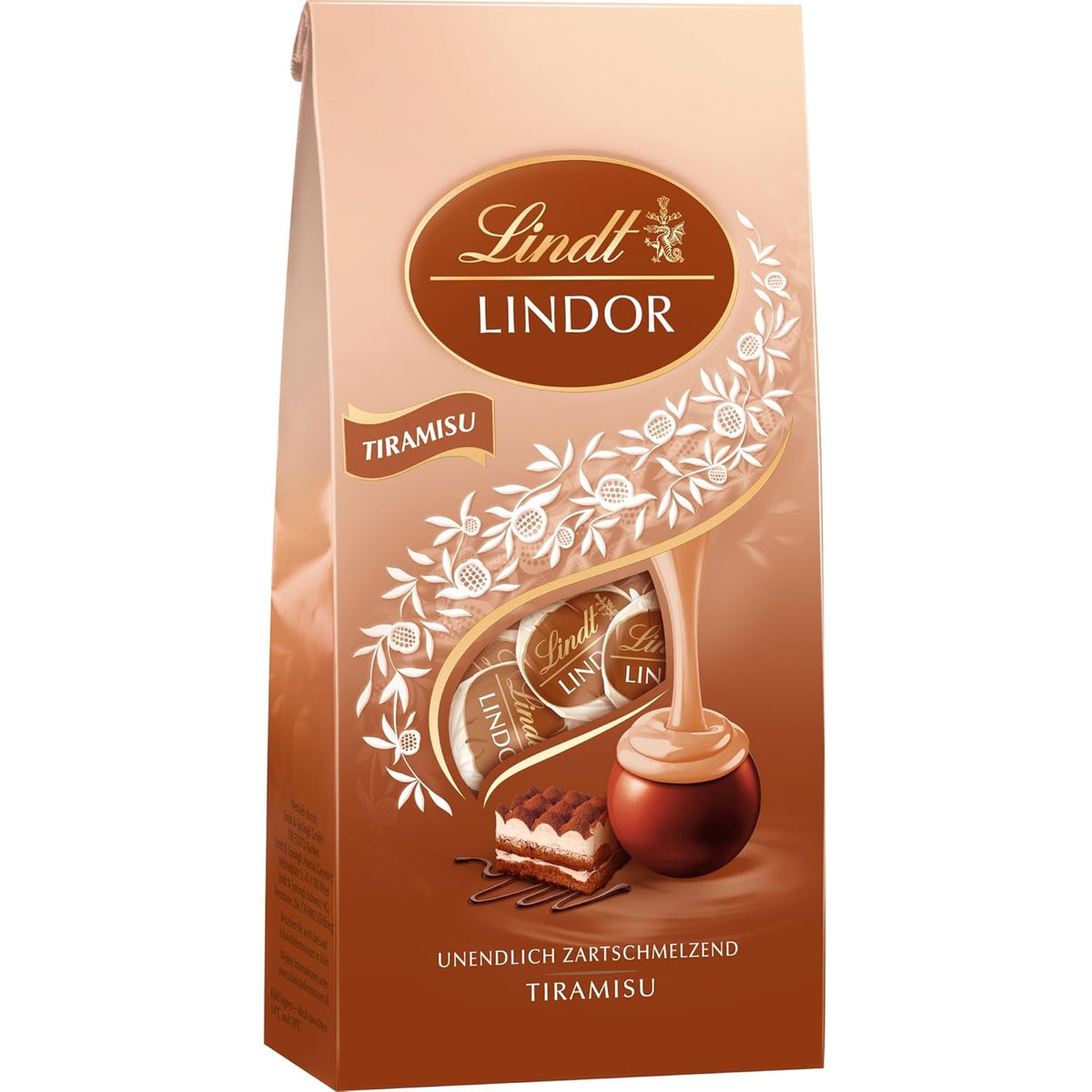 Cioccolata Lindt | Borsa tiramisù LINDOR | 137g| 11 palline di cioccolato al latte con ripieno di tiramisù che si scioglie in bocca | Dono di cioccolato