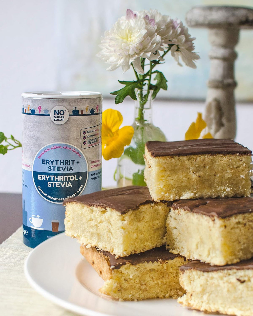 NO SUGAR SUGAR 400 G Erythrit + Stevia Vegan, 100% Zucker- & Kalorienfreier Zuckerersatz, Zahnfreundlich 1:1 Süße Gegenüber Zucker, Gesunde Alternative Ohne Eigengeschmack Zum Kochen, Backen, Süßen Dolcificanti Naty Shop