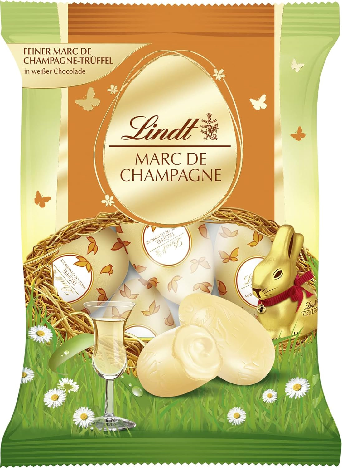 Lindt Ciocolată Specialități Mix Ouă, cinci arome cu și fără alcool Bomboane de Ciocolata Naty Shop Marc De Champagne