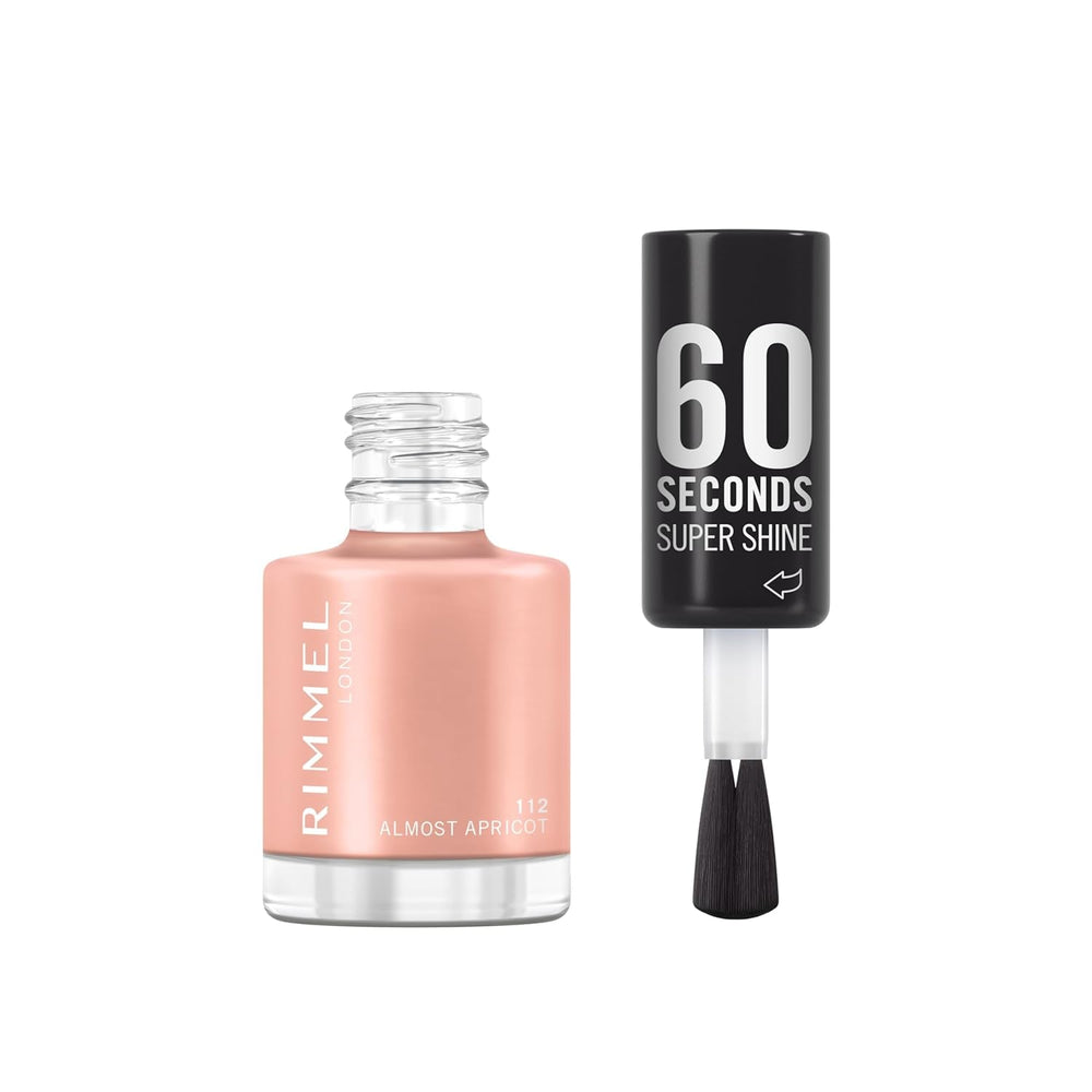 Oja Rimmel 60 Seconds Super Shine, uscare rapidă, culori vibrante, durabilă, 8 ml, 112 Almost Apricot