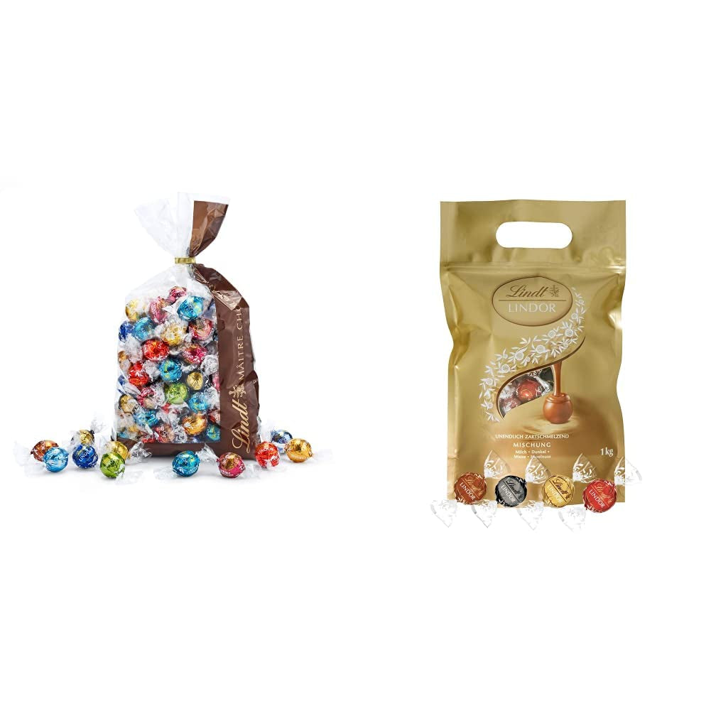 Preparato al cioccolato LINDOR | 1371 gr | ca. 109 palline: Mix classico per palline di cioccolato al latte e LINDOR | ca. 80 palline di cioccolato (al latte, bianco, fondente 60%, nocciola) | Confezione sfusa, 1 kg