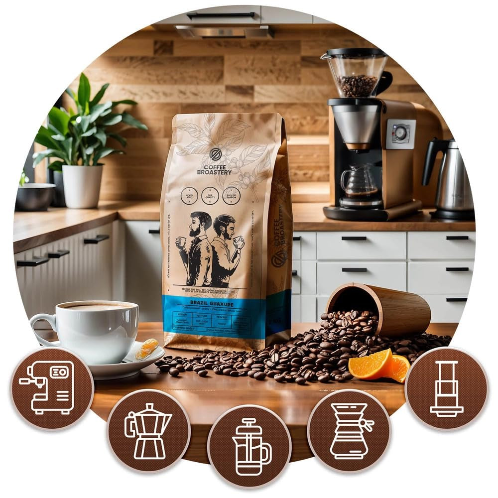 Set boabe de cafea 2x1kg 2000g | Guaxupe brazilian | Cafea braziliană | Cafea specială | Proaspăt prăjită | Prăjitorie artizanală de cafea