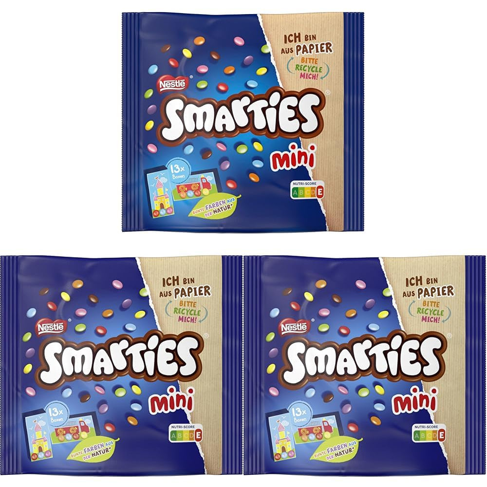 Nestlé SMARTIES Mini Lenticchie Piccole Confezionate Singolarmente con Cioccolato Al Latte Confezione Da 3 (1 x 187g)