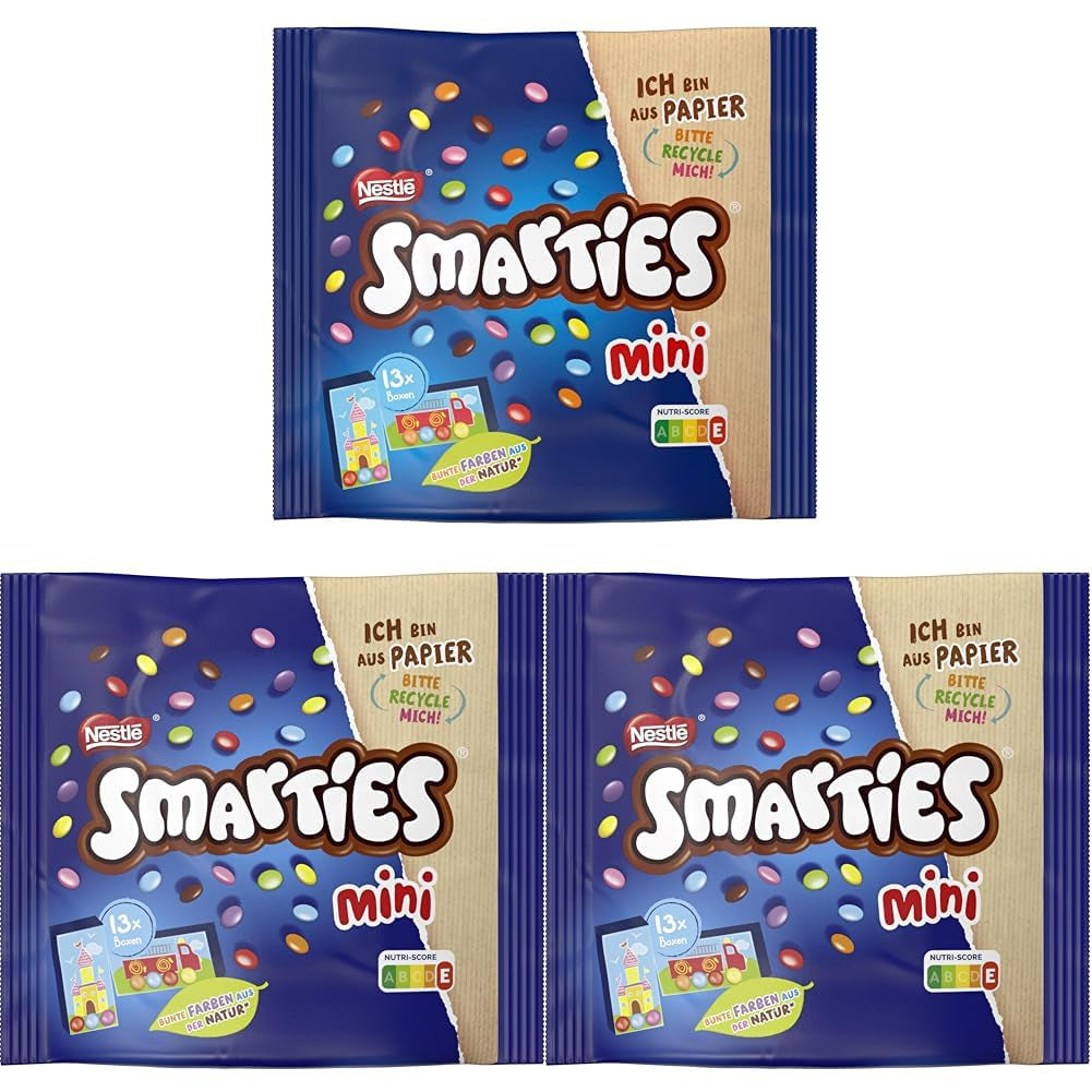Nestlé SMARTIES Mini Lenticchie Piccole Confezionate Singolarmente con Cioccolato Al Latte Confezione Da 3 (1 x 187g)