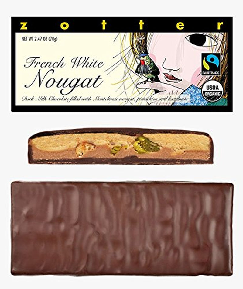 Cioccolato al latte e torrone francese, lavorato a mano (70 g) - Bio