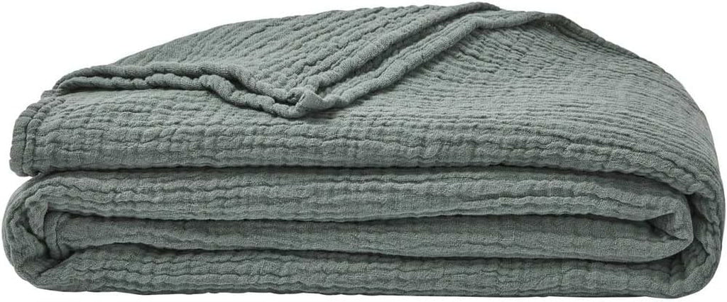 ESSIX Plaid, Monocolor, Fabricat din tifon de bumbac, Jazzy, 130 X 170 Cm Plapumi si pilote Naty Shop Sage