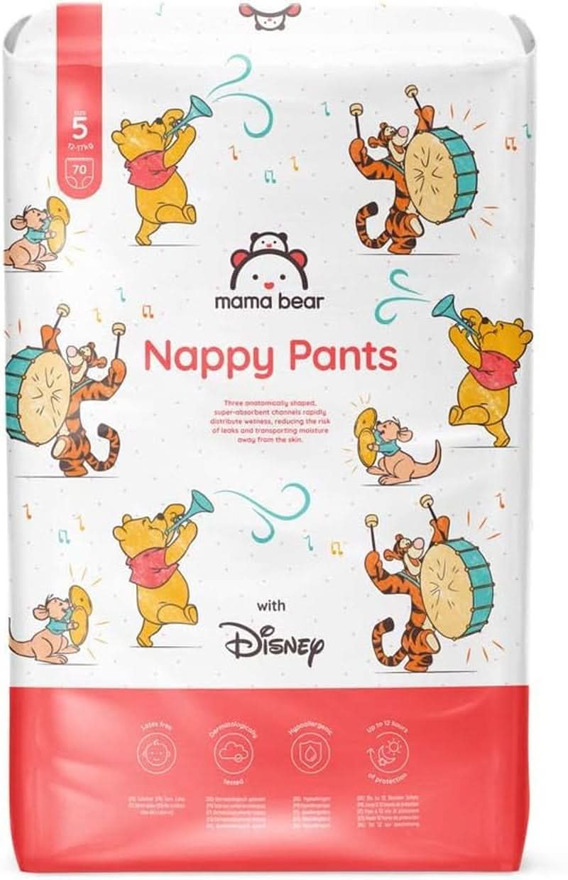 Pannolini Mama Bear Disney, taglia 5 (12-17 Kg), bianchi, 70 pezzi Mamma e Bebè Naty Shop 5 (12-17 Kg) Confezione singola