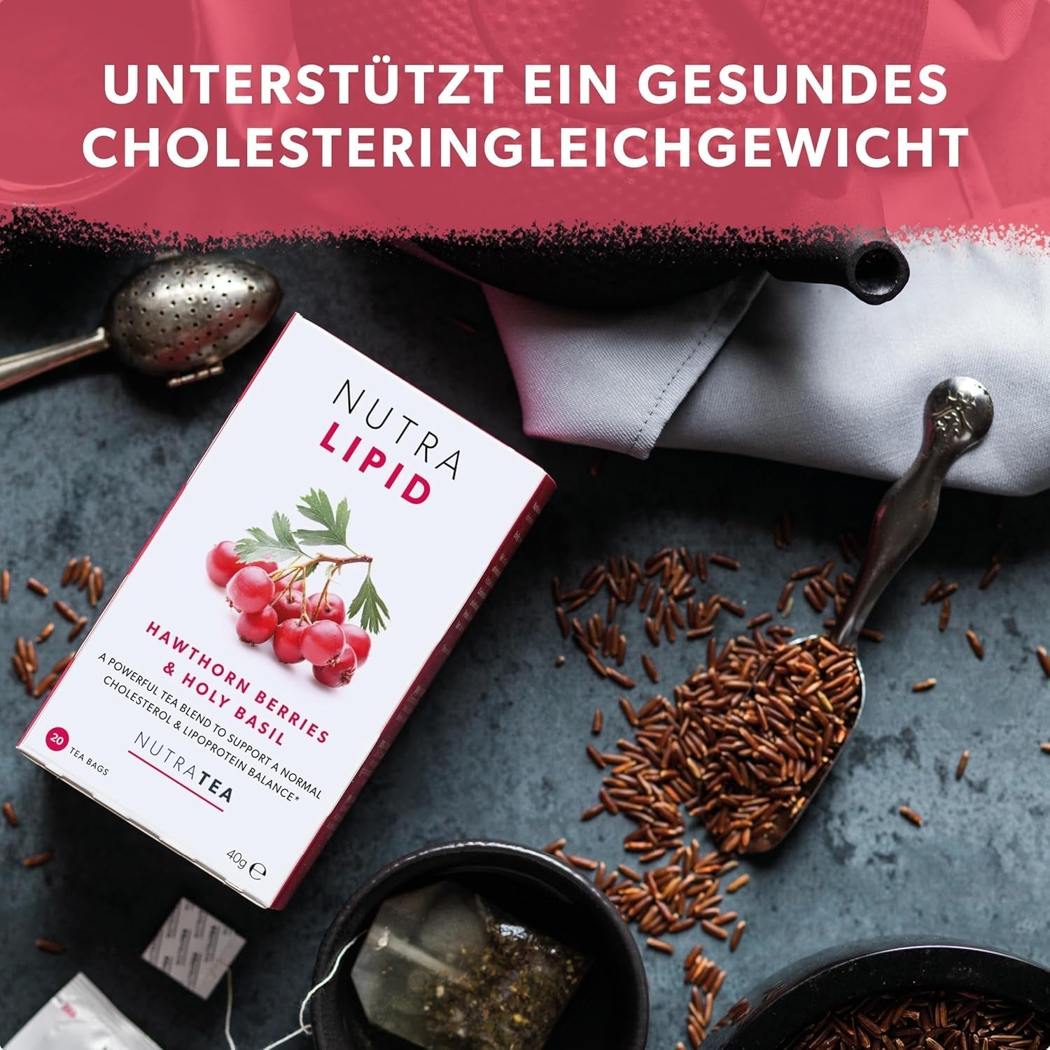 Nutra Tea NUTRALIPID, ceai pentru echilibrarea glicemiei Contribuie la menținerea nivelului glicemiei, ceai pentru slăbit Îmbunătățește metabolismul și poate suprima pofta de mâncare, 20 pliculețe de ceai reutilizabile