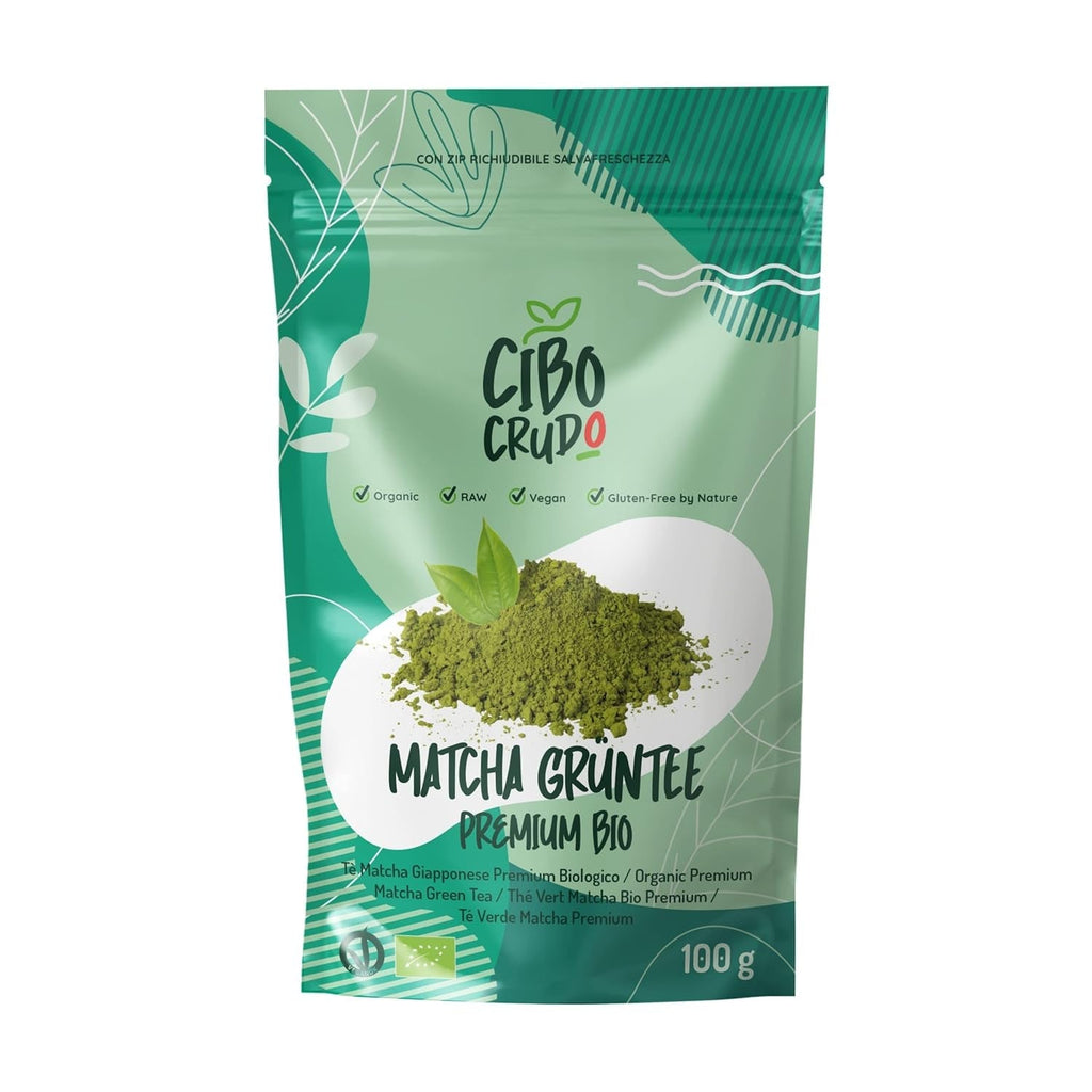 CIBO CRUDO Pudră Matcha Bio 75 g – Ceai verde Matcha japonez pentru prăjituri, înghețată sau deserturi