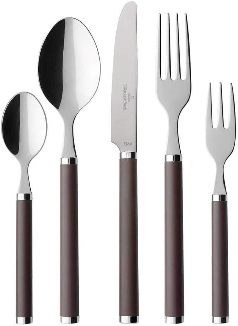 Villeroy And Boch Play Posate Marrone Cioccolato, per un massimo di 6 persone, 30 pezzi, acciaio inossidabile, manico in plastica marrone Kitchen Naty Shop