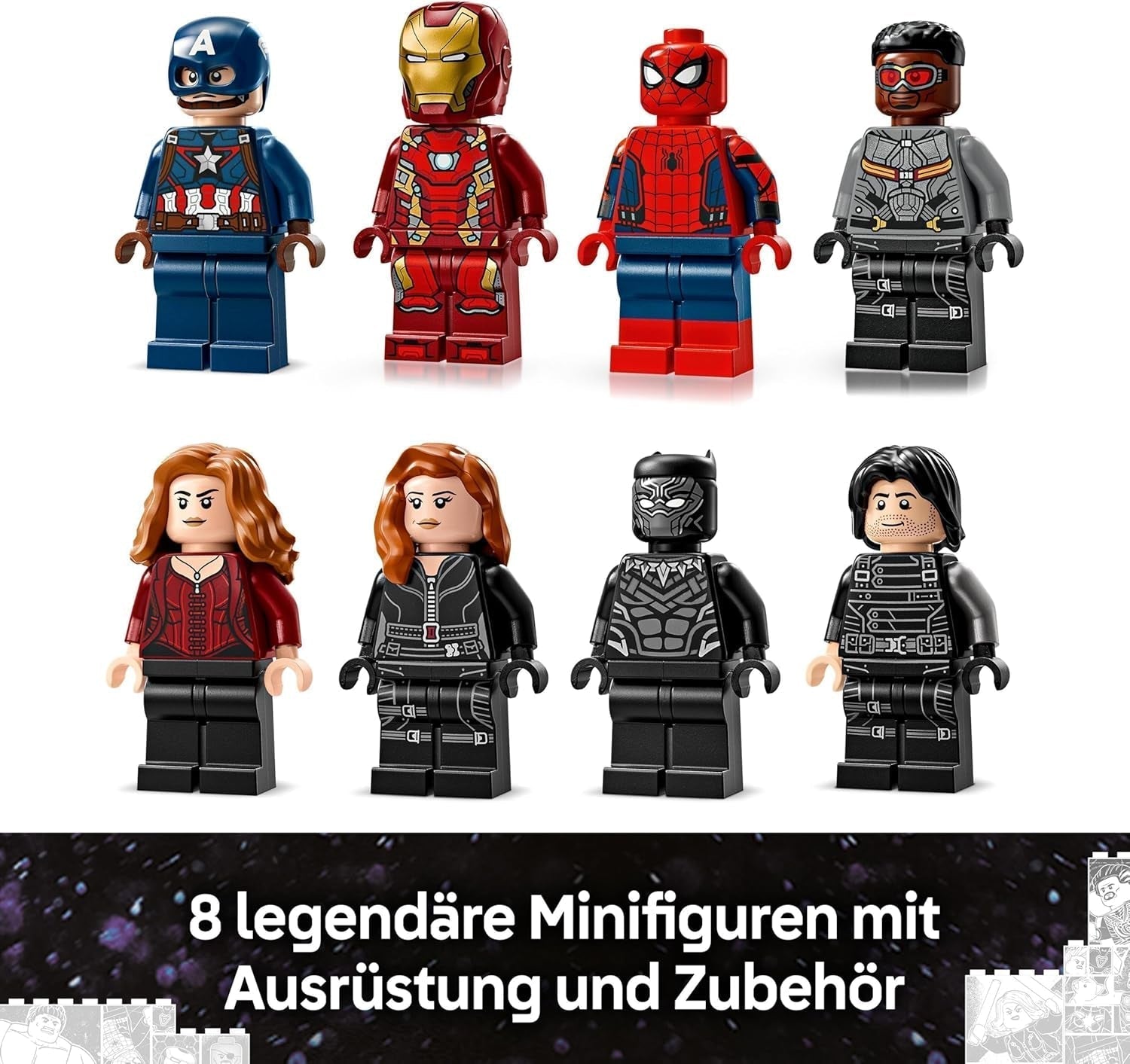 LEGO Marvel Captain America: Civil War Action Duel - Set da gioco di supereroi con 8 minifigure - Set da costruzione e da gioco per aeroplano giocattolo - Regalo per ragazzi e ragazze 76314 Set da costruzione Besuche den LEGO-Store