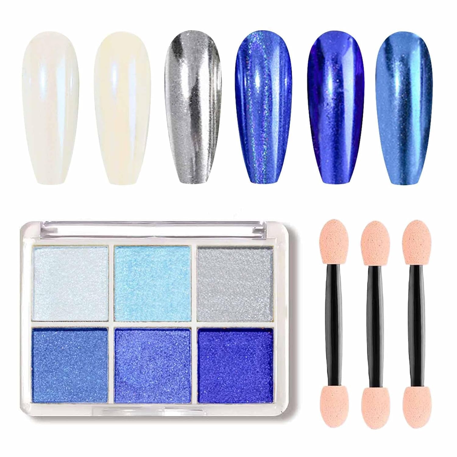 GZMAYUEN Chrom Pulver Für Nägel 6 Farbe Mirror Chrome Nail Powder Pigment Powder Nail Art