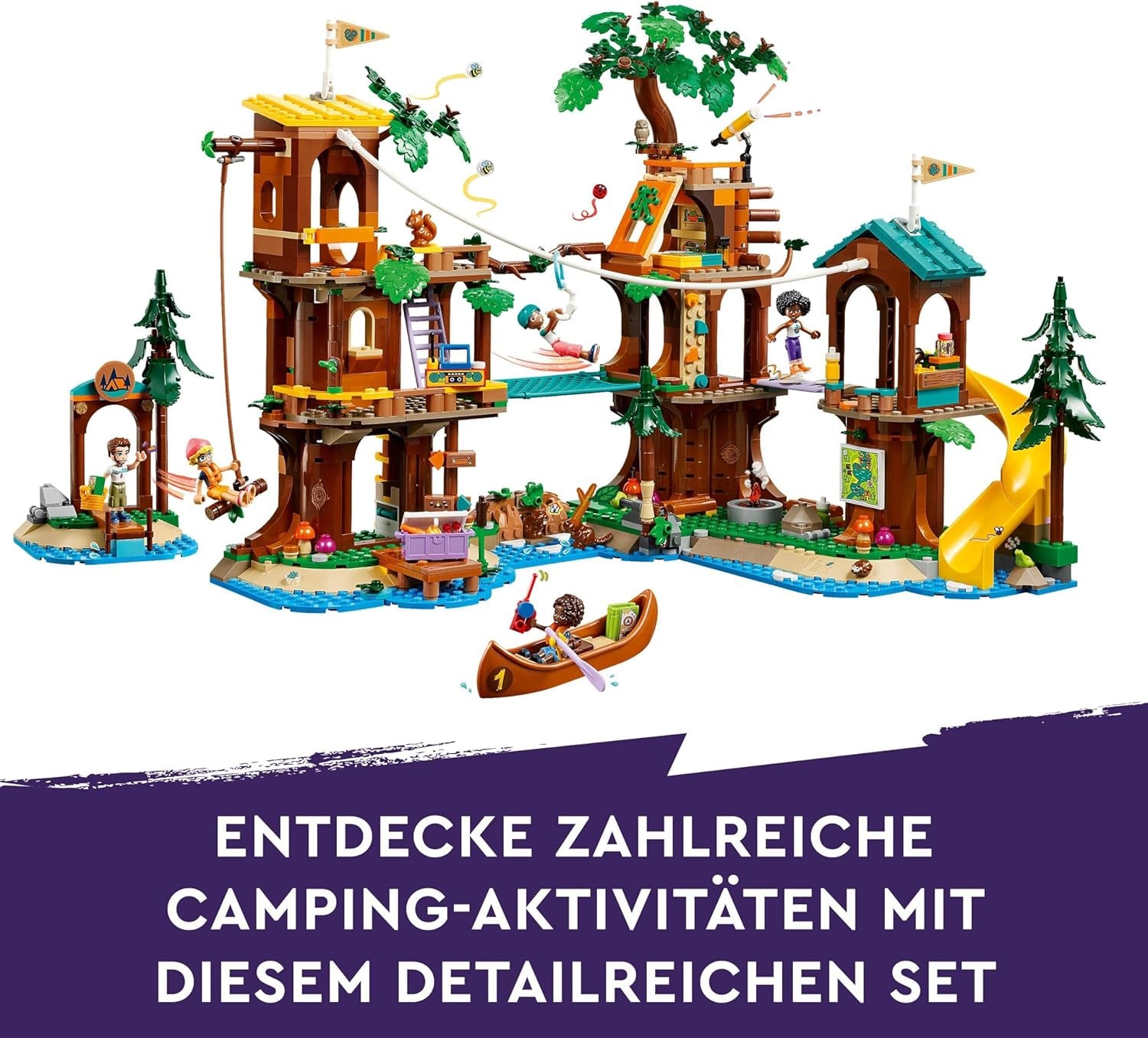 LEGO Friends Casa sull'albero al campo avventure, set da gioco per ragazze e ragazzi da 8 anni con 5 personaggi e 5 animali, idea regalo per giochi creativi, giocattoli sportivi, casa delle bambole 42631 Set da costruzione Besuche den LEGO-Store