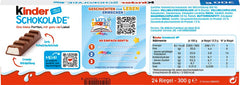 Kinder Chocolate - Barrette di cioccolato al latte ripiene - 1 confezione contenente 24 barrette singole (24 x 12,5 g).