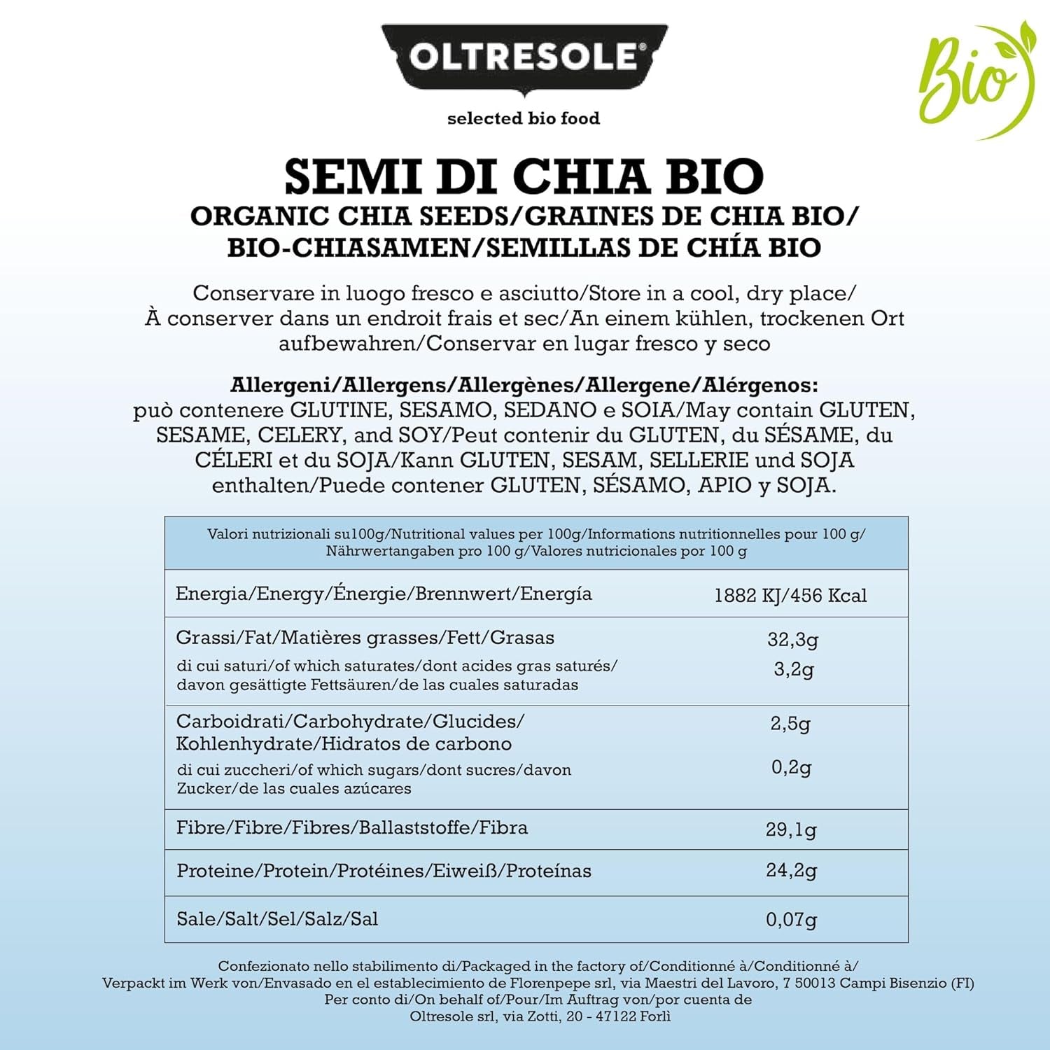 - Semi di chia bio 3 kg - Semi oleosi crudi bio, fonte di proteine ​​e fibre, naturalmente senza glutine, ideali per insalate o prodotti da forno arricchiti, comoda confezione