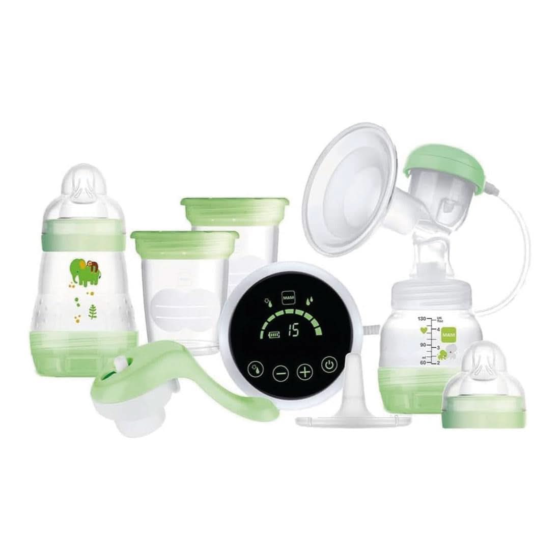 MAM Tiralatte elettrico e manuale 2 in 1, con 9 livelli di stimolazione, contiene 2 biberon, easy start, verde Accessori Alimentazione e Allattamento Bebe Naty Shop