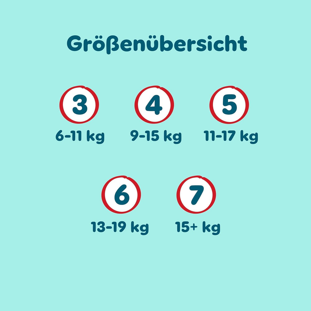 Pantaloni di protezione Premium Pampers taglia 7, 123 pannolini, 15 kg+, con regolazione a 360° e polsini morbidi anti-perdite per comfort e protezione ottimali