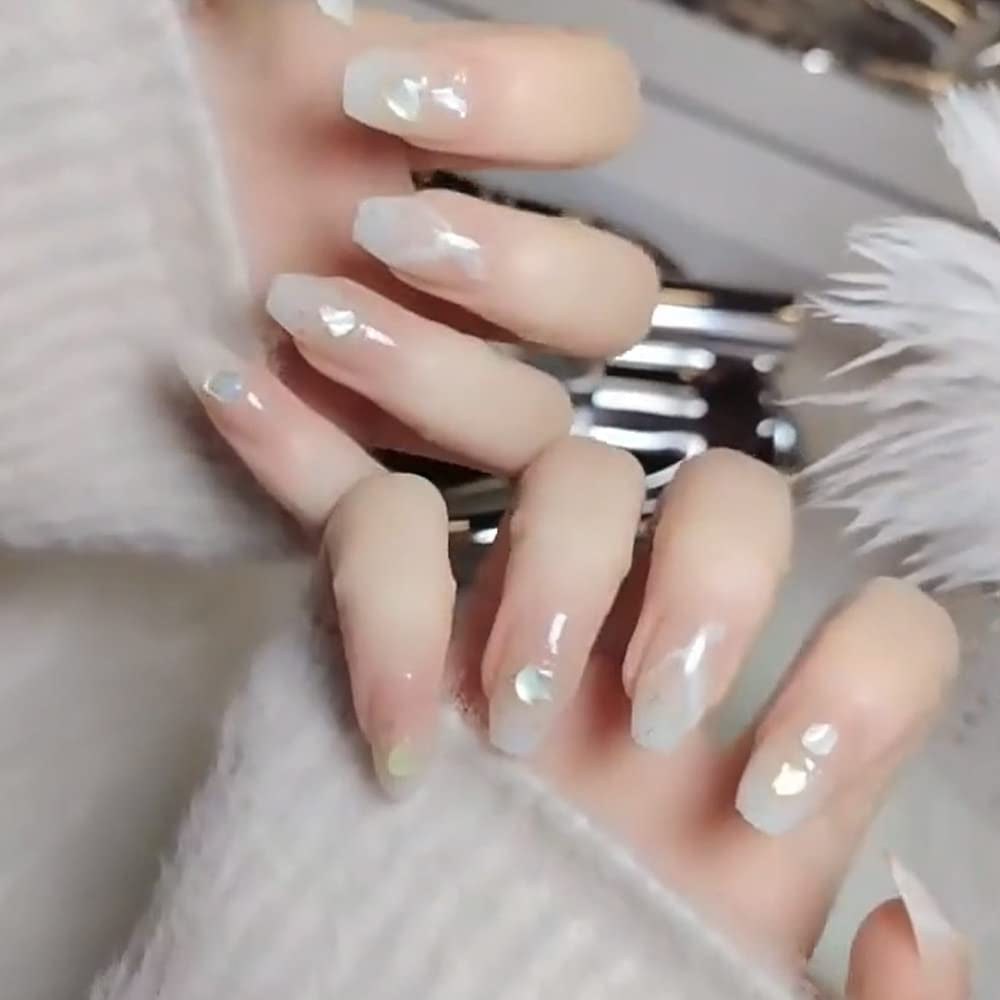 24 buc unghii false pătrate, culoare nud, franceze, scurte, acoperire completă, unghii false, presare pe unghii pentru femei și fete