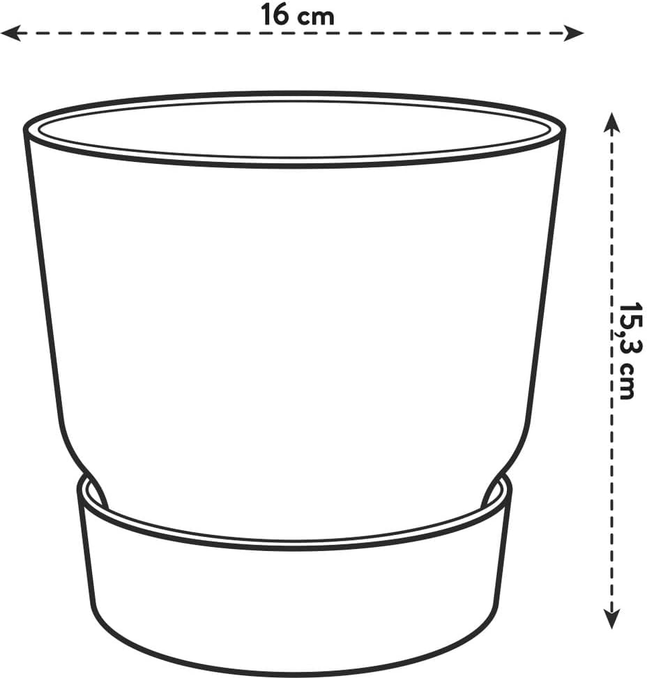 elho Greenville Round 16 - Ghiveci pentru flori pentru interior și exterior - Ghiveci cu auto-udare - 100% plastic reciclat - Ø 16,0 x H 15,3 cm - Verde/Verde frunză