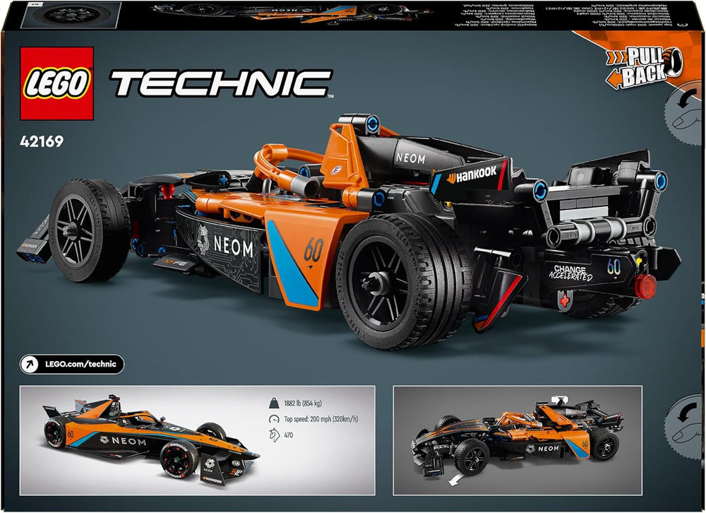 LEGO Technic NEOM Mclaren Auto da corsa di Formula E, Auto da corsa giocattolo per ragazzi e ragazze di 9 anni, Kit modello di auto, Decorazione per la camera dei bambini, Idea regalo di compleanno 42169 Set di costruzione Beuche den LEGO-Store