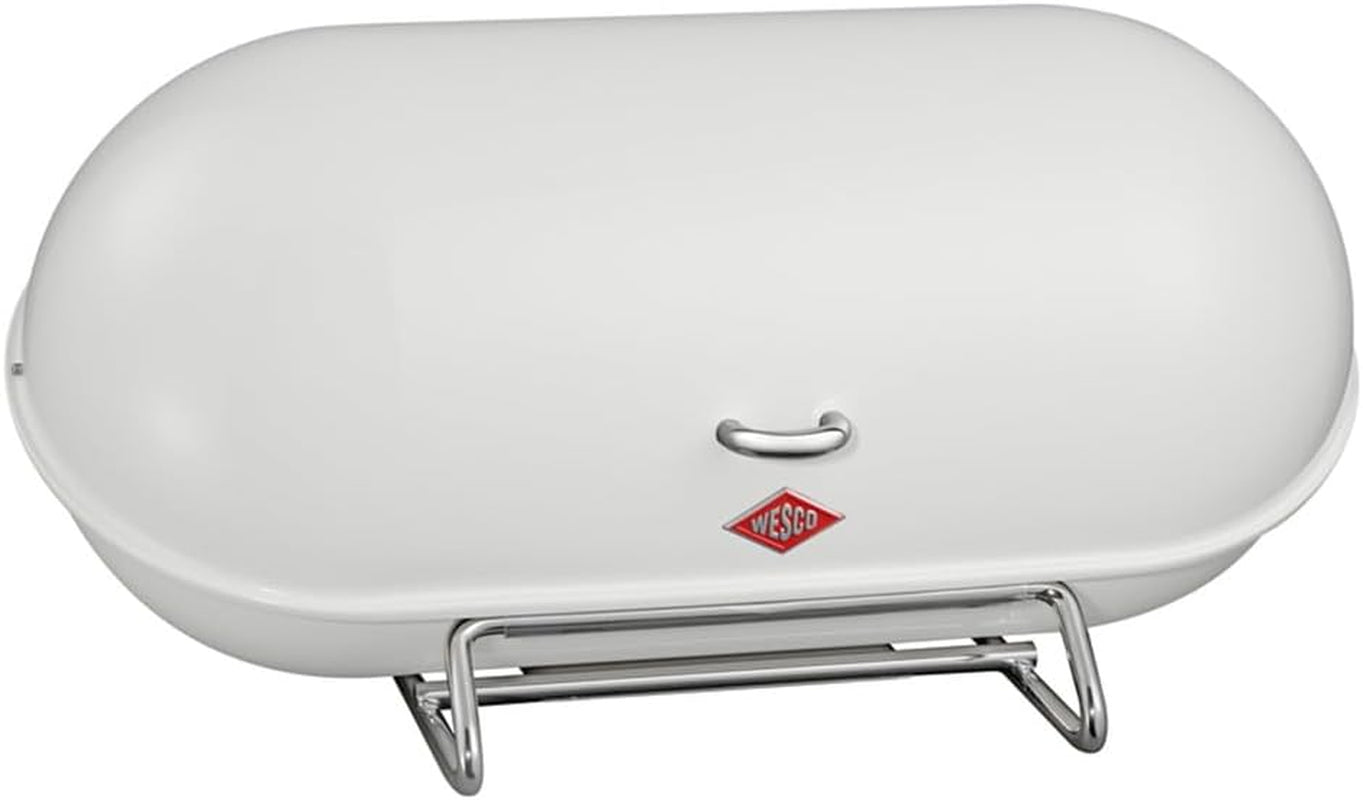 Coș pentru pâine WESCO Breadboy cu capac articulat fără zăngănit, de culoare roșie, din tablă de oțel acoperită cu pulbere, găuri de ventilație și mâner robust Cutii depozitare alimente Naty Shop Alb