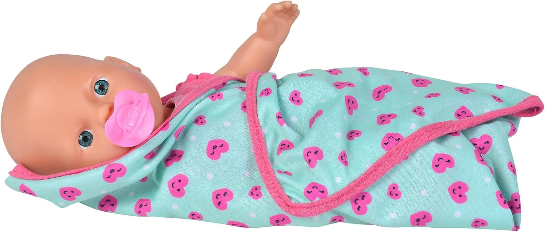 Simba 105030071 - New Born Baby mit Schmusedecke, Vollvinylpuppe mit Trink- und Nässfunktion, Schmusedecke und Schnuller, 30cm, Spielpuppe, Babypuppe ab 2 Jahre