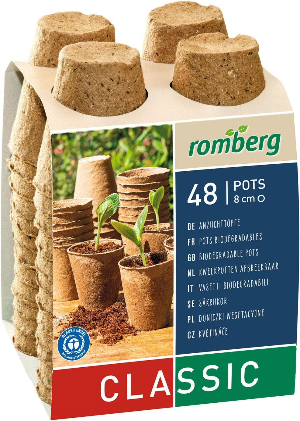 Ghivece pentru răsaduri de cocos Romberg 10091100 (ghivece pentru plante) Classic - 6 cm, rotunde, fără turbă, biodegradabile, 26 bucăți