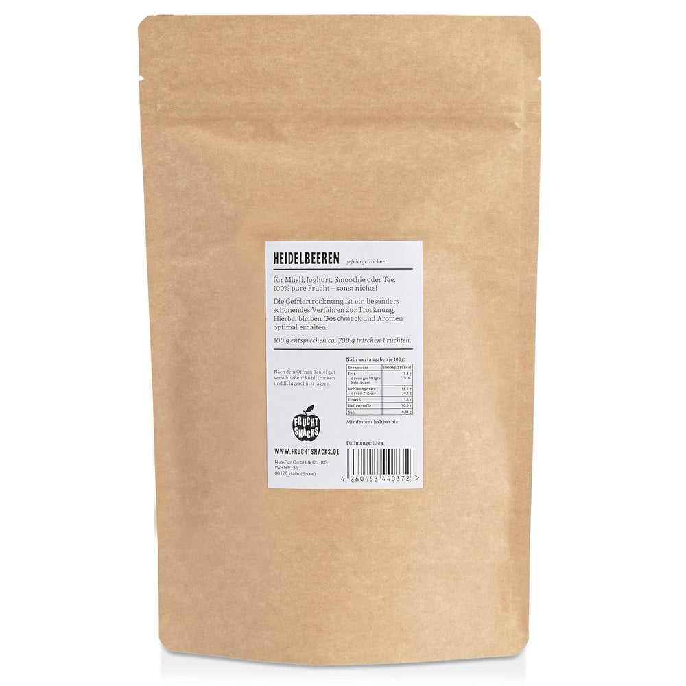 Afine liofilizate: 100g afine cultivate uscate pentru smoothie-uri, muesli, topping pentru terci - fructe de pădure liofilizate fără zahăr adăugat - Afine liofilizate NutriPur Produse deshidratate Naty Shop