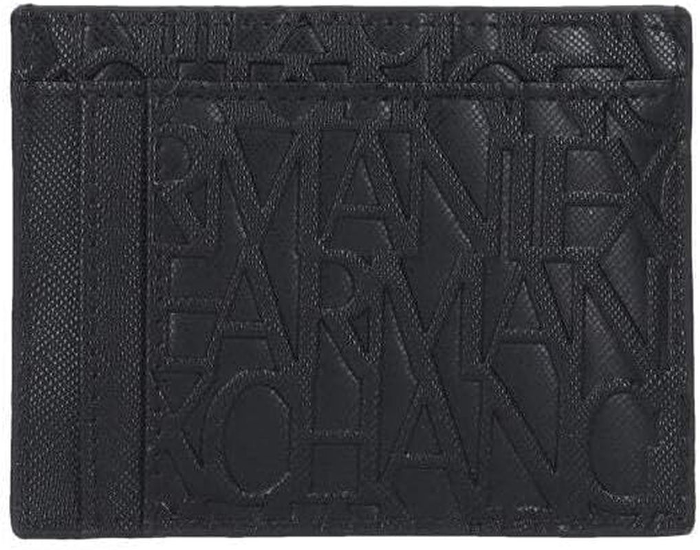 Armani Exchange Men's Essential Ivan SLG, Logo All Over Elegant & Functional Credit Card Holder, Nero Portofel Barbati Naty Shop
